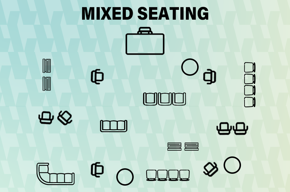 mixed seating arrangement - best for corporate retreats
