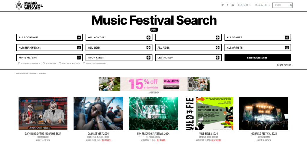 Music festival jazz listing - event promotion