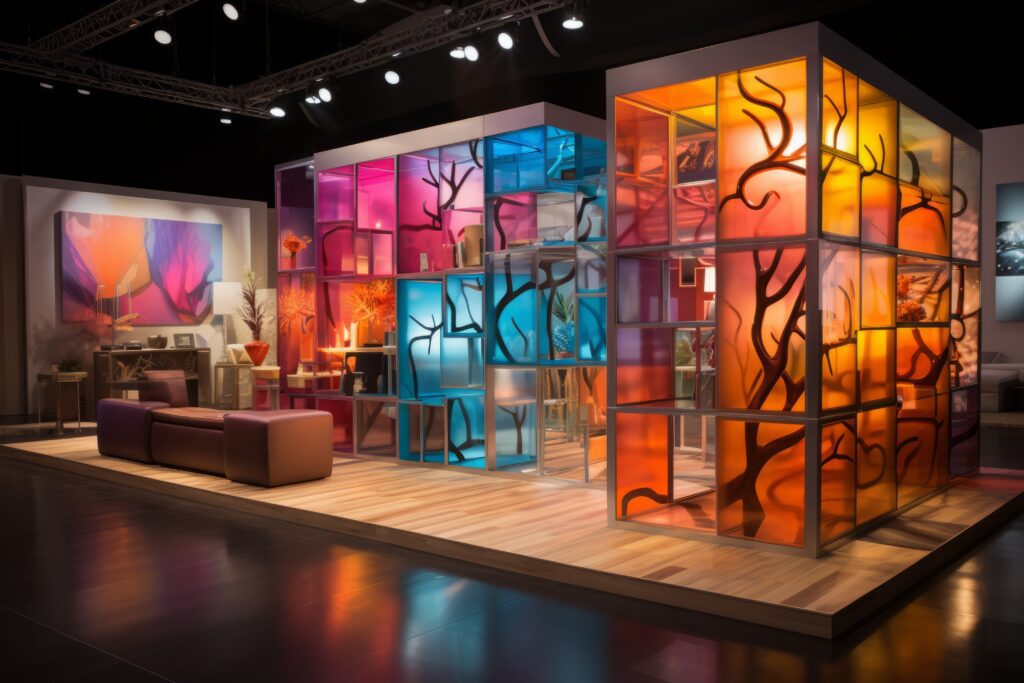 Tradeshow booth with artistic and innovative displays