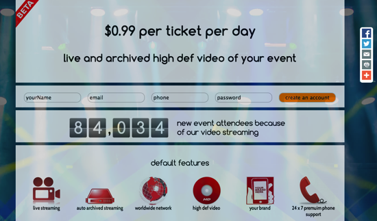 99centeventstreaming event startups