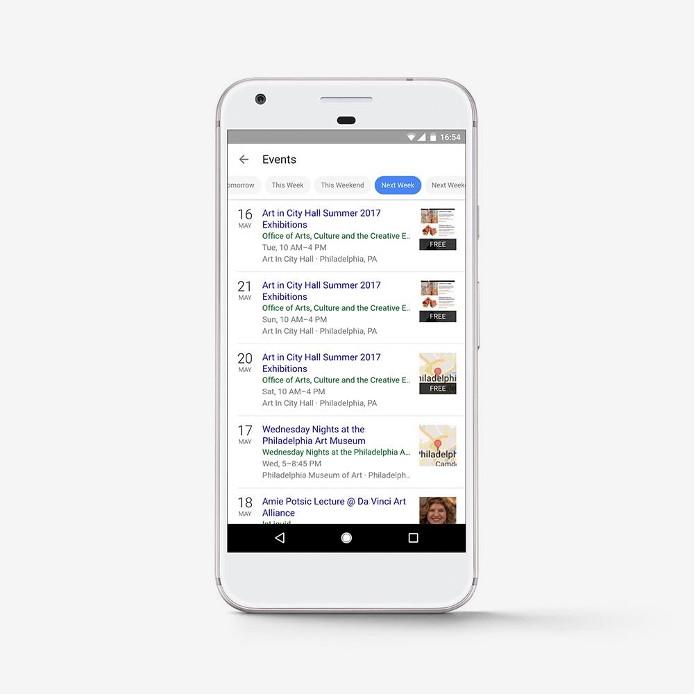 event search on Google mobile
