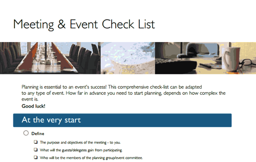 Meeting planning checklist