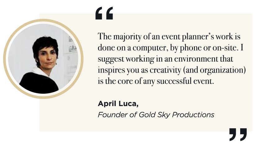 April Luca, Founder of Gold Sky Productions, talks about successful event planning business from home