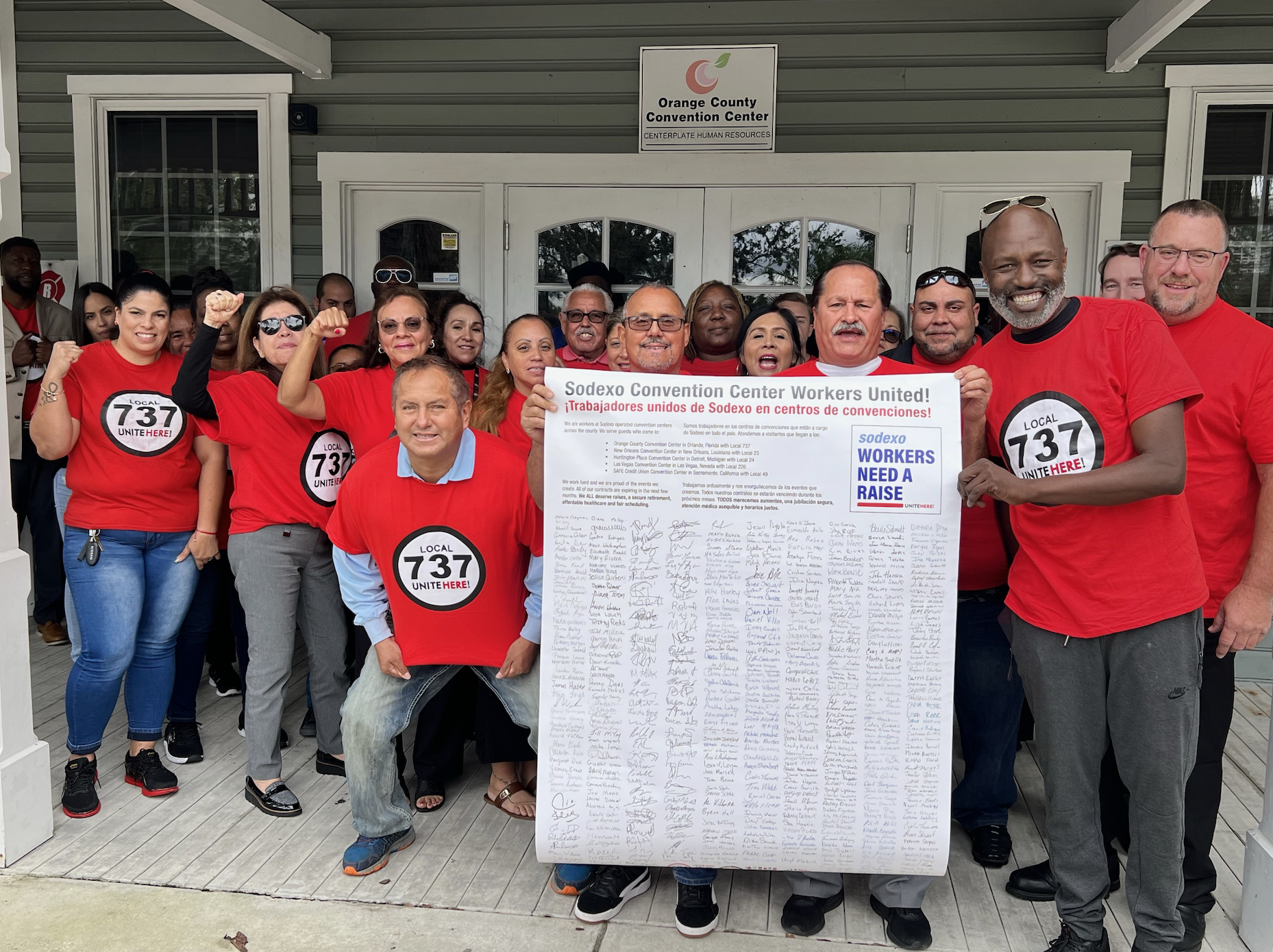 Union workers outside Orange County Convention Center