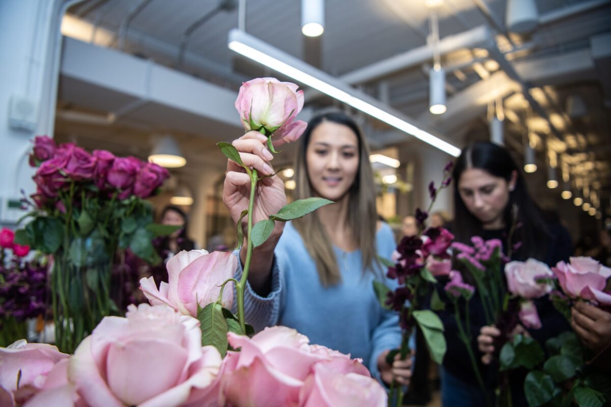 Picking a flower for a boquet