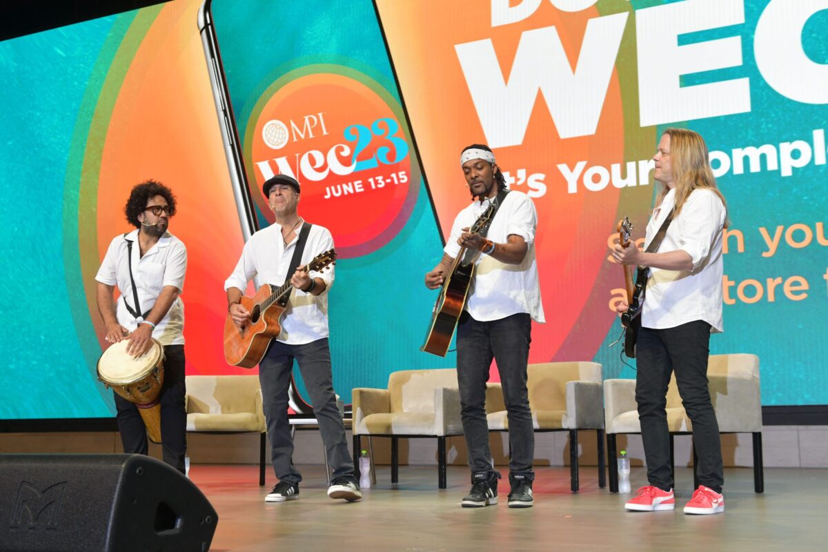 Musicians performing on a stage