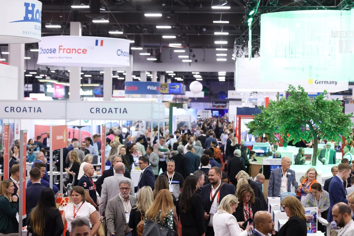 Crowded trade show floor