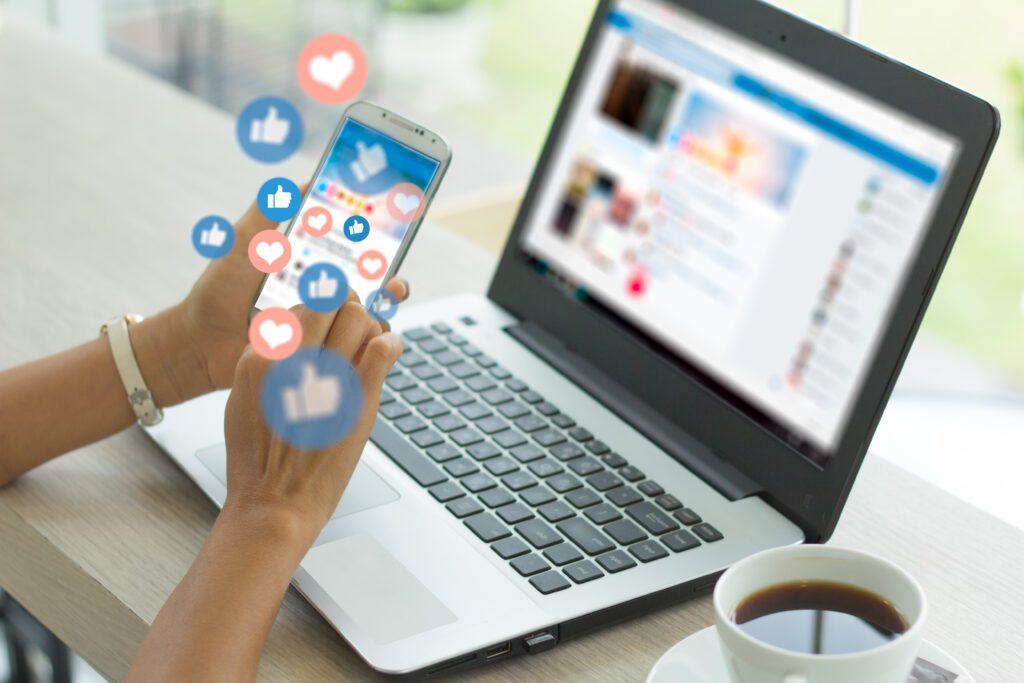 Promoting an event on social media.