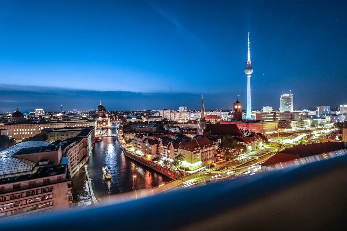 Berlin skyline at dusk